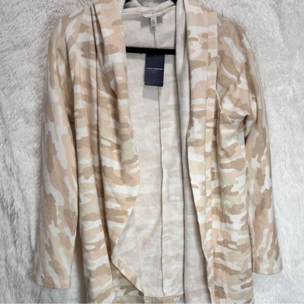 Lucky Brand Open Front Sweater Cardigan - Cream / White Camo, Women’s Size S